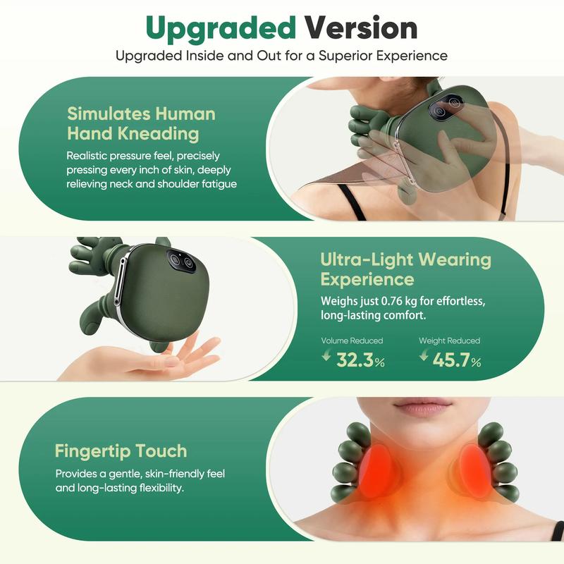 Rechargeable Neck & Shoulder Massager with 3-Speed Kneading